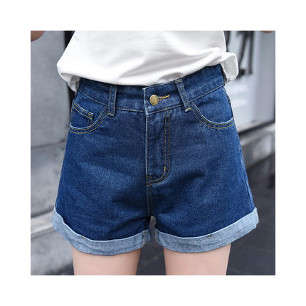 Jean Shorts for Women High Waisted Roll Hem Denim Shorts with Pockets