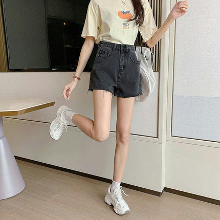 Jean Shorts for Women Summer Casual High Waisted  Frayed Raw Hem Denim Shorts