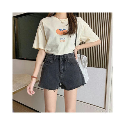 Jean Shorts for Women Summer Casual High Waisted  Frayed Raw Hem Denim Shorts