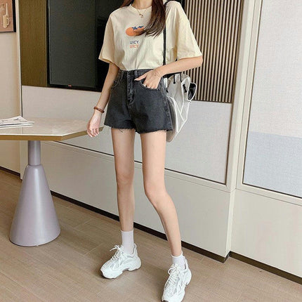 Jean Shorts for Women Summer Casual High Waisted  Frayed Raw Hem Denim Shorts