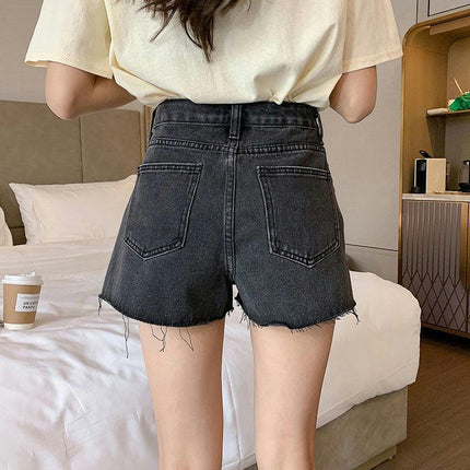 Jean Shorts for Women Summer Casual High Waisted  Frayed Raw Hem Denim Shorts