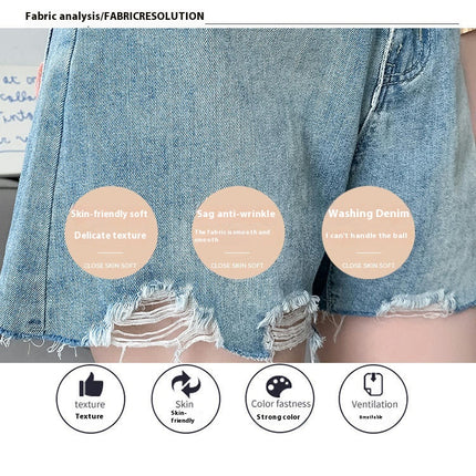 Ripped Jean Shorts for Women Summer Casual High Waisted  Frayed Raw Hem Denim Shorts