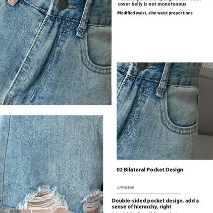 Ripped Jean Shorts for Women Summer Casual High Waisted  Frayed Raw Hem Denim Shorts