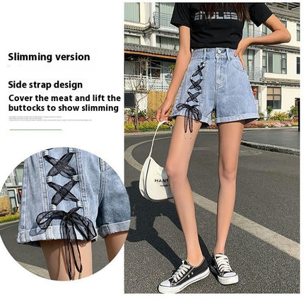 Denim Shorts for Women High Rise Jean Shorts Folded Hem Short Jeans