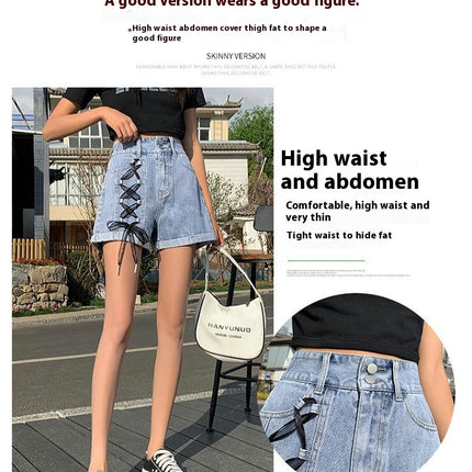 Denim Shorts for Women High Rise Jean Shorts Folded Hem Short Jeans