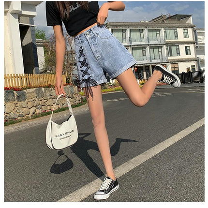 Denim Shorts for Women High Rise Jean Shorts Folded Hem Short Jeans