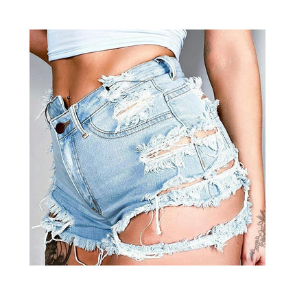 Women's Ripped Cut Off Casual Short Jeans Mid Rise Distressed Frayed Hem Jean Pants