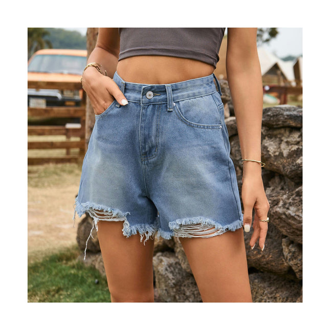 Womens Jean Shorts High Waisted Frayed Casual Denim Shorts