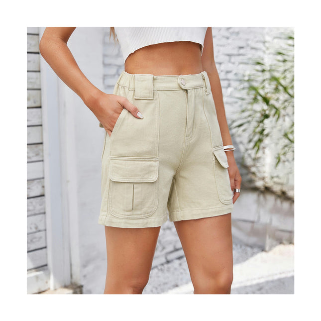 Womens Casual High Waist Cargo Shorts with Pockets Summer Shorts