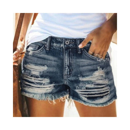 Women's High Waisted Jean Shorts Frayed Raw Hem Ripped Denim Shorts