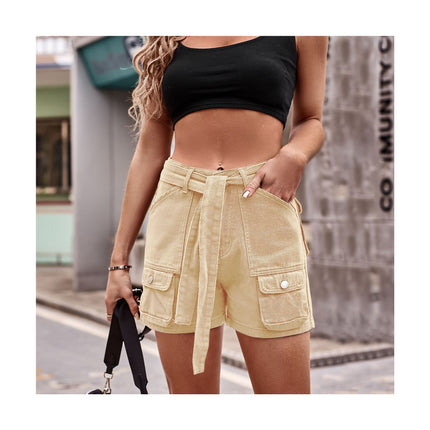 Women's Mid Waist Cargo Jean Shorts Casual Loose Denim Shorts