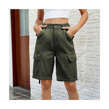 Women's Casual Summer Cargo Jean Shorts High Waist Straight Leg Denim Shorts