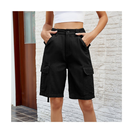 Women's Casual Summer Cargo Jean Shorts High Waist Straight Leg Denim Shorts