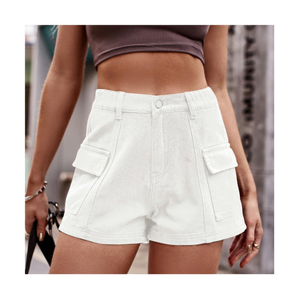 Womens Cargo Shorts Mid Waisted Denim Shorts with  Pockets