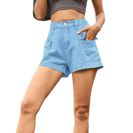 Womens Cargo Shorts Mid Waisted Denim Shorts with  Pockets