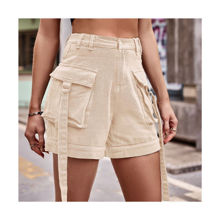 Women's Cargo Jean Shorts High Waist Casual Denim Shorts with Pockets