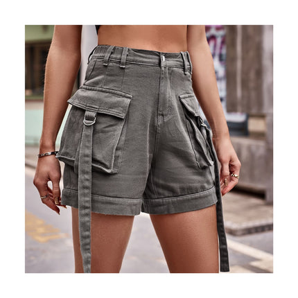 Women's Cargo Jean Shorts High Waist Casual Denim Shorts with Pockets