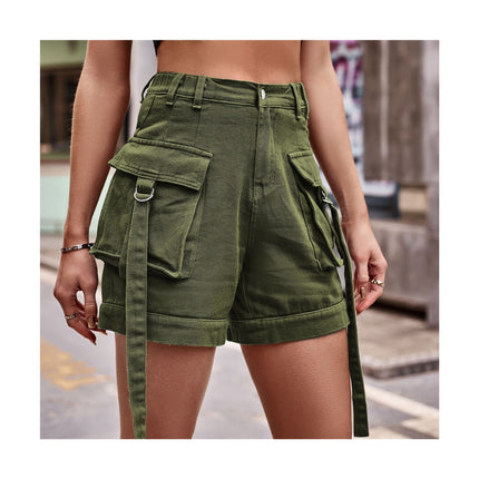 Women's Cargo Jean Shorts High Waist Casual Denim Shorts with Pockets