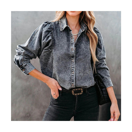 Long Sleeve Jean Jackets for Women Fashion Button Up Denim Jacket