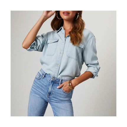 Long Sleeve Denim Jackets for Women Trendy Button Down Shirt Jean Jacket