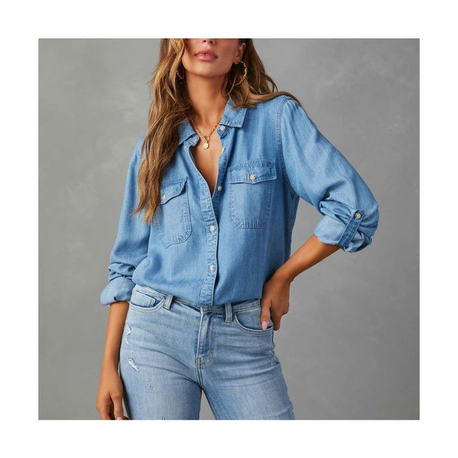 Long Sleeve Denim Jackets for Women Trendy Button Down Shirt Jean Jacket