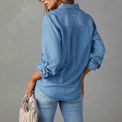 Long Sleeve Denim Jackets for Women Trendy Button Down Shirt Jean Jacket