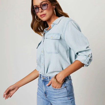 Long Sleeve Denim Jackets for Women Trendy Button Down Shirt Jean Jacket