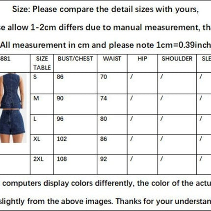 Womens Denim Vest 2 Piece Set Sleeveless Button Down Vest Tops High Waist Denim Shorts Vest Sets