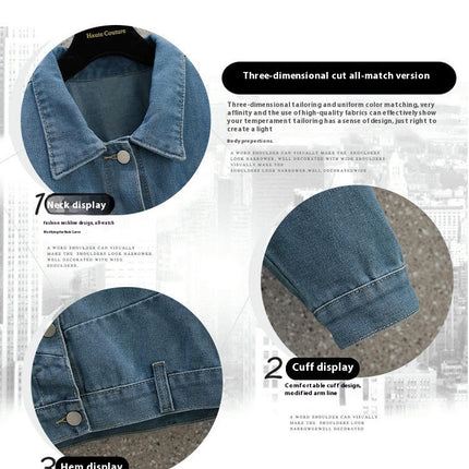 Women's Casual Button Down Denim Jacket Long Sleeves Cropped Jean Jacket