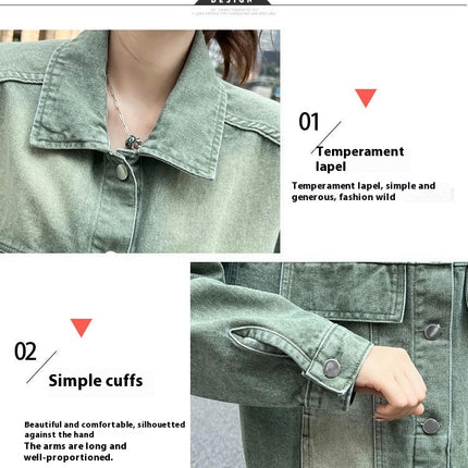 Women's Jean Jacket Washed Button Up Boyfriend Denim Jacket