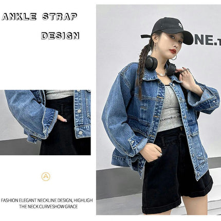 Women's Button Down Long Sleeve Jean Jacket Casual Denim Jacket with Pockets