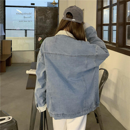 Oversized Denim Jacket for Women Long Sleeve Boyfriend Jean Jacket