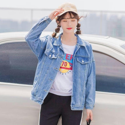 Women's Basic Button Down Long Sleeve Jean Jacket Casual Denim Jacket