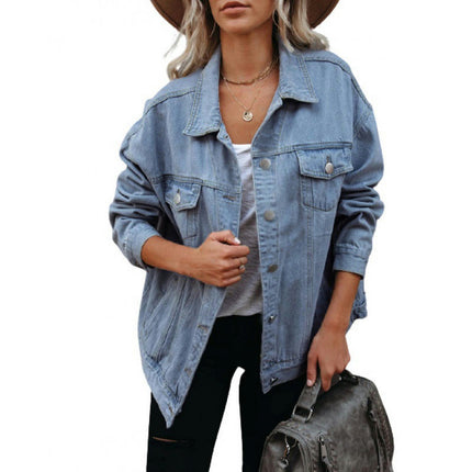 Denim Jackets for Women Button Down Long Sleeve Jean Jacket Coat