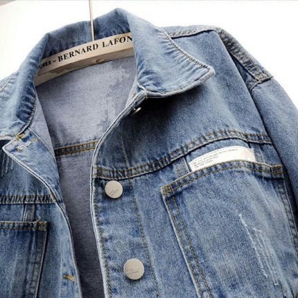 Womens Basic Button Down Jean Jacket Long Sleeves Denim Jacket