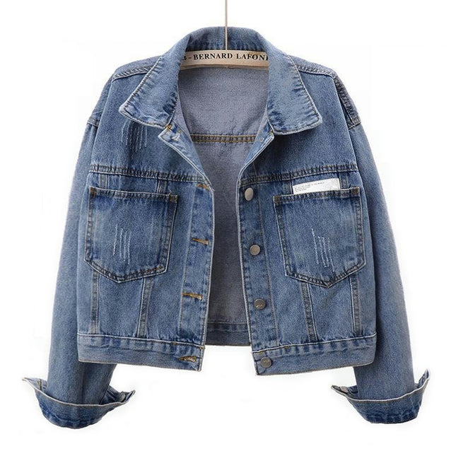 Womens Basic Button Down Jean Jacket Long Sleeves Denim Jacket