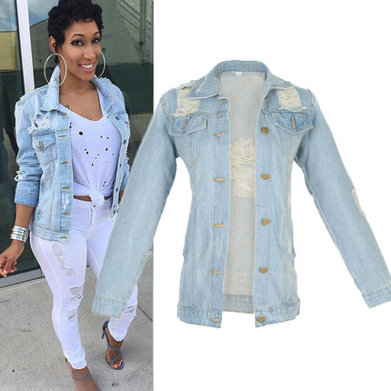 Women's Denim Jackets Button Up Long Sleeve Casual Jean Jackets