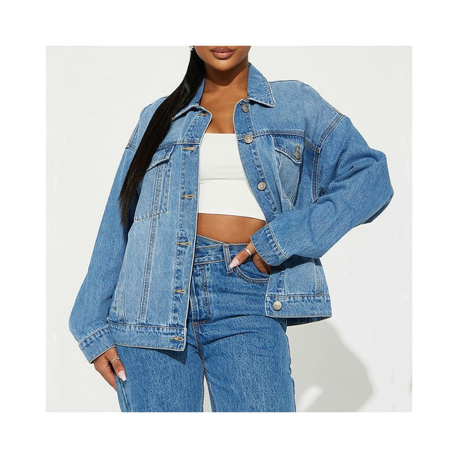 Women's Denim Jackets Button Up Long Sleeve Basic Jean Jackets