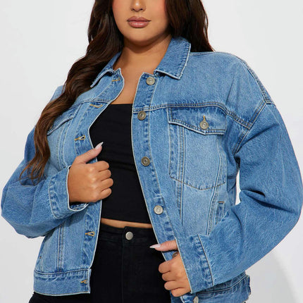 Women's Denim Jackets Button Up Long Sleeve Basic Jean Jackets