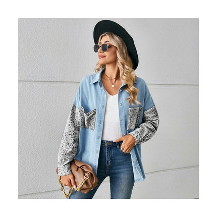 Womens Loose Jean Shirt Button Down Long Sleeve Casual Denim Shirts