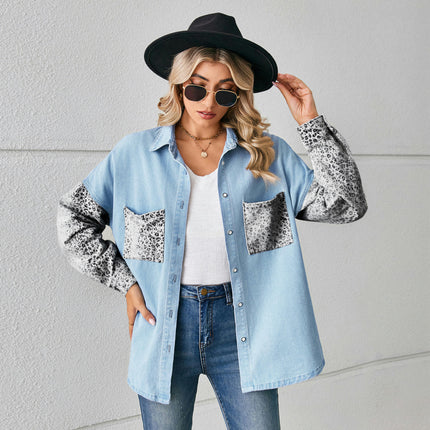 Womens Loose Jean Shirt Button Down Long Sleeve Casual Denim Shirts