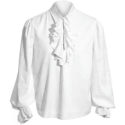 Men's Pirate Shirt Ruffle Victorian Renaissance Steampunk Shirt Medieval Halloween Costume