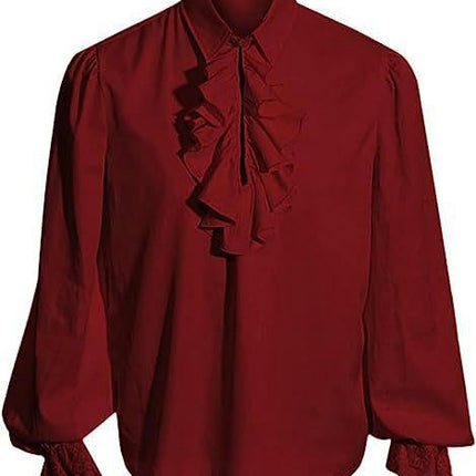 Men's Pirate Shirt Ruffle Victorian Renaissance Steampunk Shirt Medieval Halloween Costume