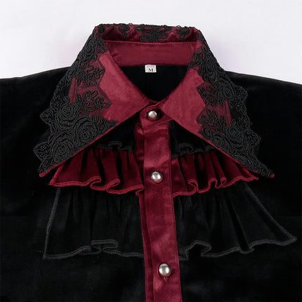 Mens Pleated Button Down Shirt Medieval Costume Steampunk Victorian Top Lining