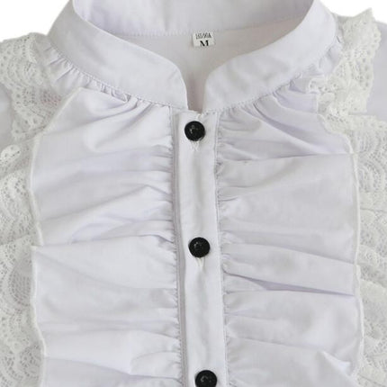 Mens Ruffled Pirate Shirt Renaissance Cosplay Costume Steampunk Ruffle Lace Top