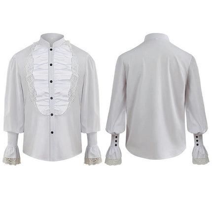 Mens Pirate Shirt Ruffled Victorian Renaissance Steampunk Shirt Gothic Medieval Costume 1