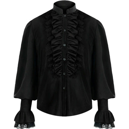 Mens Pirate Shirt Ruffled Victorian Renaissance Steampunk Shirt Gothic Medieval Costume 1