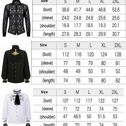 Mens Pirate Shirt Ruffled Victorian Renaissance Steampunk Shirt Gothic Medieval Costume