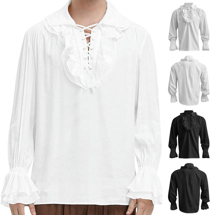 Mens Pirate Shirt Ruffled Victorian Renaissance Steampunk Shirt Gothic Medieval Costume