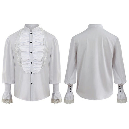 Men's and Women's Halloween Medieval Theater Performance Costumes Ruffle Lace Shirt Top